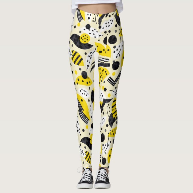 Leggings Zigzags Stripes Puntos Patrón sin inconvenientes (Anverso)