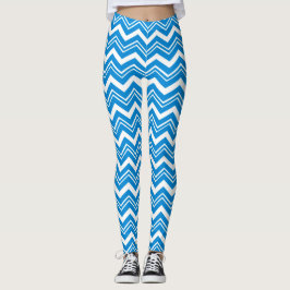 Leggings Zigzags turquesa azul moderno