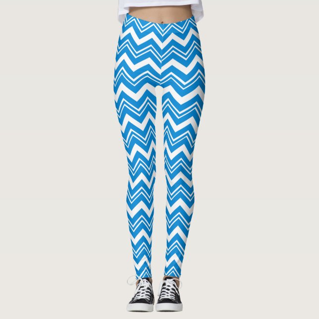 Leggings Zigzags turquesa azul moderno (Anverso)