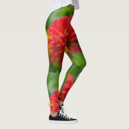 Leggings Zinnias rojas y amarillas