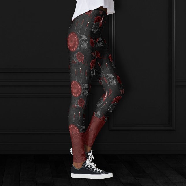 Leggings Zodiac Magic Crimson | Rosa Henna Red Gothic Skull (Subido por el creador)