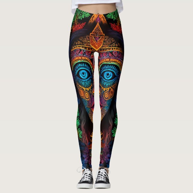 Leggings Zodiac y Aztec Retrato Resumen (Anverso)