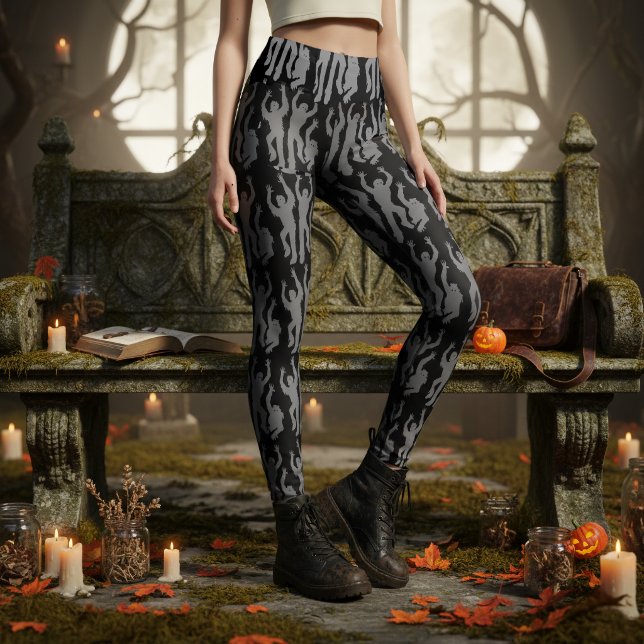 Leggings Zombies Halloween Gris sobre Negro ID1297 (Subido por el creador)