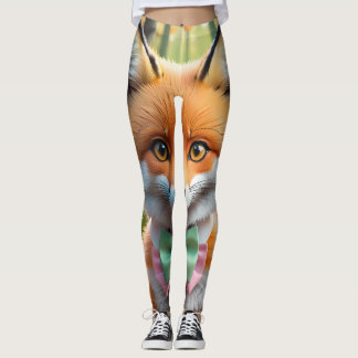 Leggings Zorro de corte con un arco verde y rosado