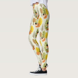 Leggings Zorro Naranja Bonito Bosque Árboles Otoño Hipster