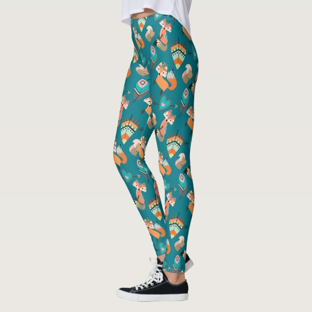 Leggings Zorros tribales verde azulados (Izquierda)