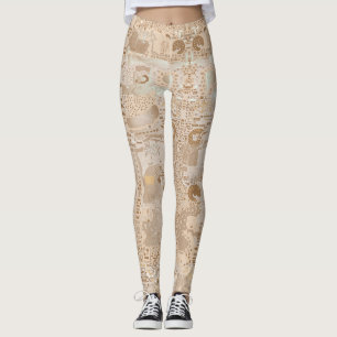 Leggins Beige Funky Patrón Artístico Alternativo