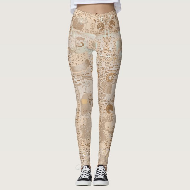 Leggins Beige Funky Patrón Artístico Alternativo (Anverso)