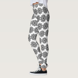 Leggins de Mandala en blanco y negro