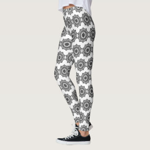 Leggins de Mandala en blanco y negro