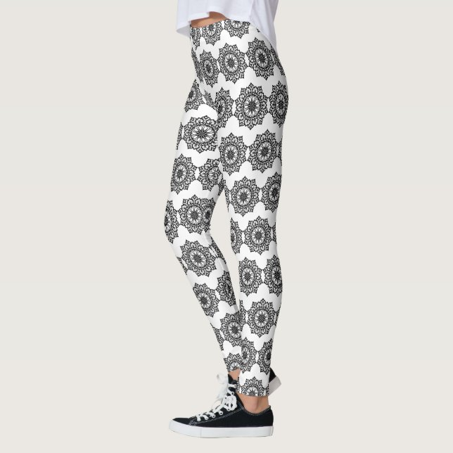 Leggins de Mandala en blanco y negro (Izquierda)