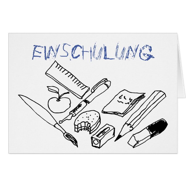 Lehrmittel auf Einladung zur Einschulung (Anverso (Horizontal))