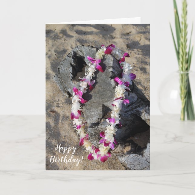 Lei hawaiano en la tarjeta de cumpleaños de la pla (Anverso)