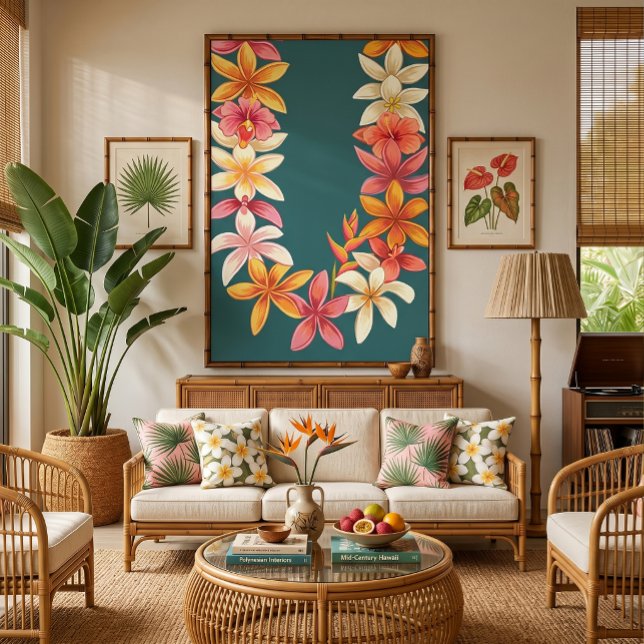 Lei hawaiano pintado sobre arte azul turquesa (Subido por el creador)