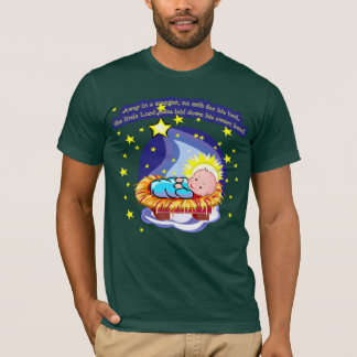 Lejos en camisetas del pesebre de un villancico