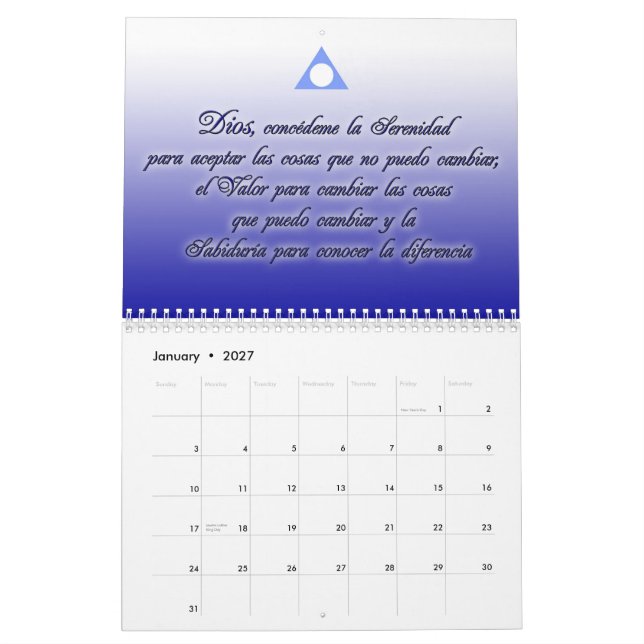 Lemas de Al Anon de Calendario de Serenidad y (Jan 2027)
