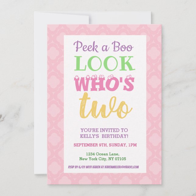 Lemas de invitación de segundo cumpleaños (Anverso)