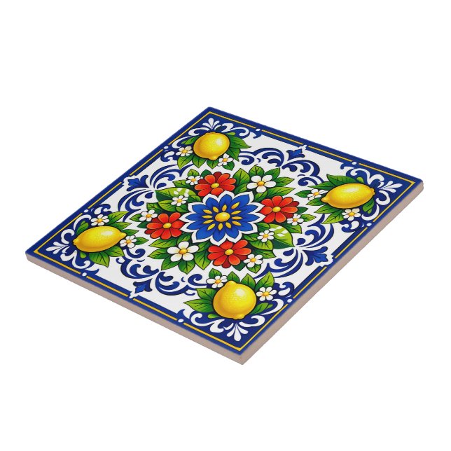 🍋 Lemon Azul Bloom — Mediterráneo Azulejo (Lado)
