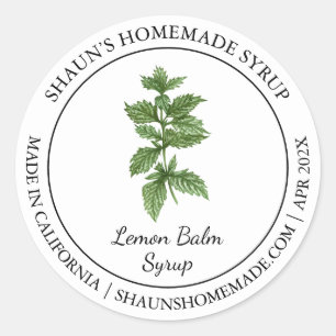 Lemon Balm Syrup Etiqueta moderna