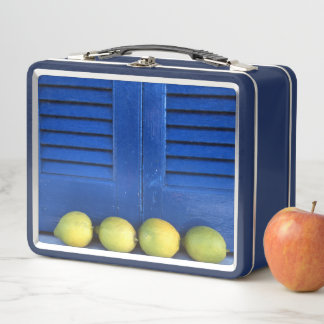Lemon Blue Window Metal lunch box