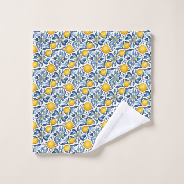 Lemon Botanical Blue and Yellow Summer Print (Toallita)