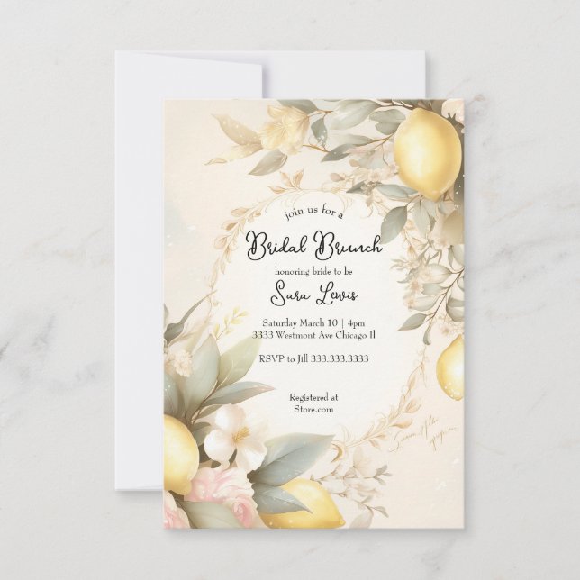 Lemon Bridal ducha invitación Lemons (Anverso)