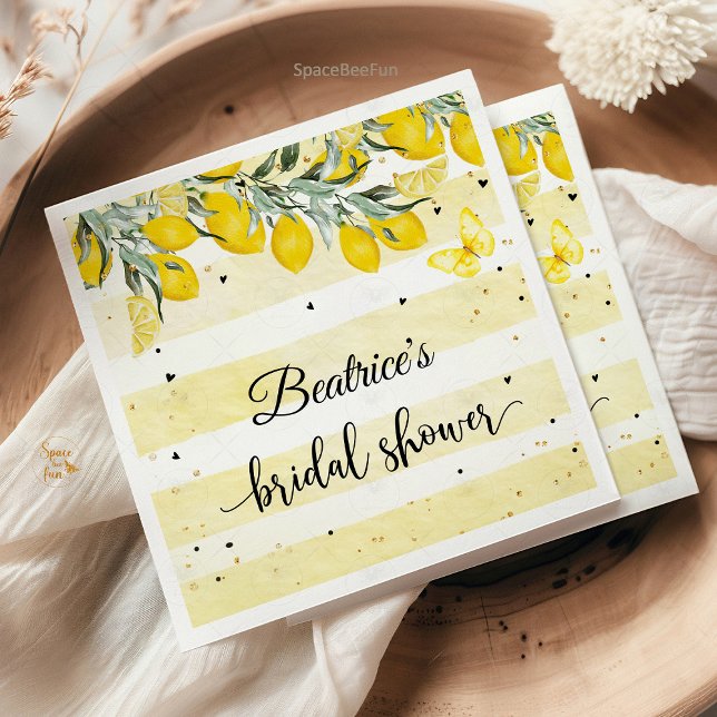 Lemon bridal ducha papel servilleta (Lemon bridal shower napkins, citrus-themed bridal shower, lemon party decor, summer bridal shower na)