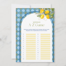 Lemon Bridal Shower Boda Tarjeta de juego A-Z
