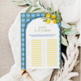 Lemon Bridal Shower Boda Tarjeta de juego A-Z