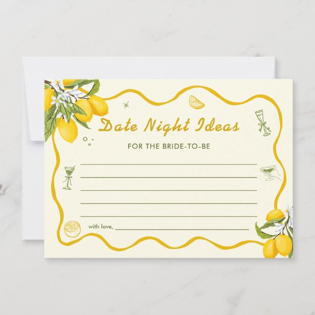 Lemon Bridal Shower Date Noche Ideas Tarjetas (Anverso)