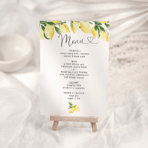 Lemon Bridal Shower Elegante Menú Invitación