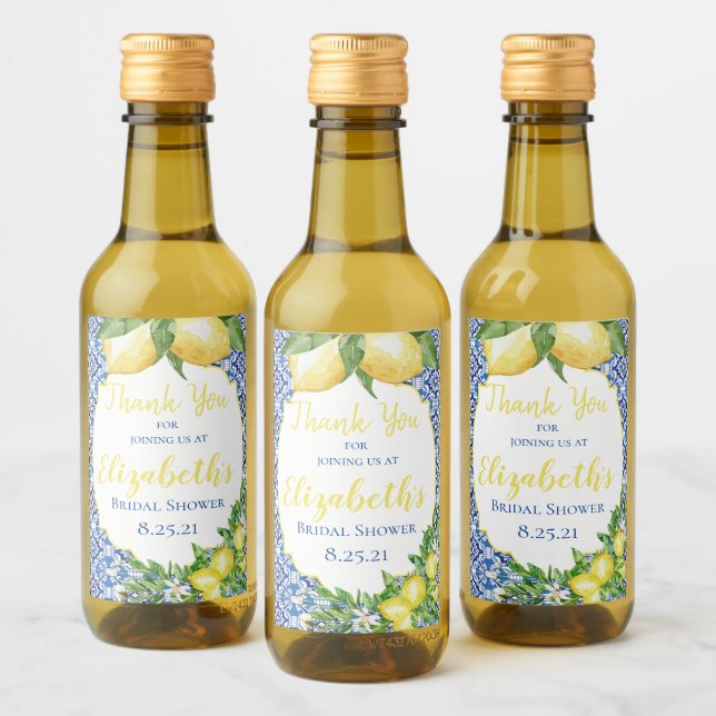 Lemon Bridal Shower Mini Botella de vino (Botellas)