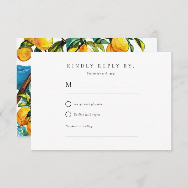 Lemon Citrus Amalfi Coast Wedding RSVP (Anverso / Reverso)