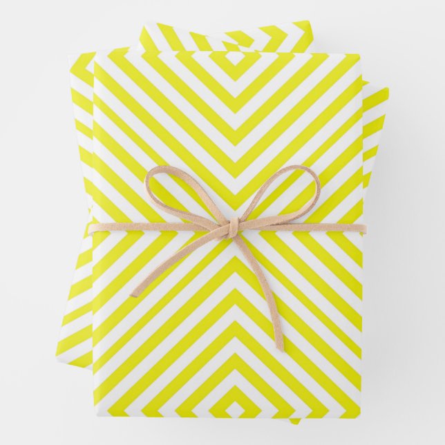 Lemon Diamond Chevron Hojas de Papel de Envoltura (In situ)