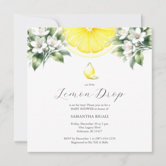 Lemon Drop In Baby Shower Invitaciones (Anverso)