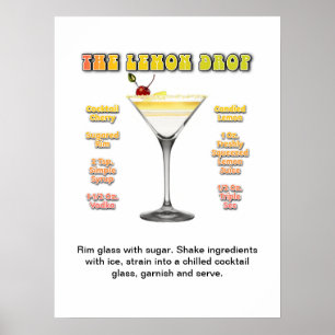 LEMON DROP MARTINI 18"x24" Receta de cócteles Arte