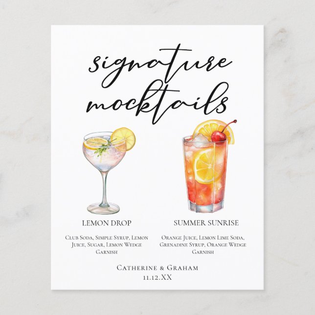 Lemon Drop Summer Sunrise Wedding Mocktails Menu (Anverso)