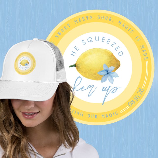 Lemon, Él La Hizo Pintar El Sombrero De Camionero (This hat is perfect for your engagement photos, save the dates, or as an accessory for bridal shower)
