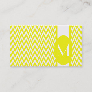 Lemon Elegant Chevron Monograma tarjeta de visita