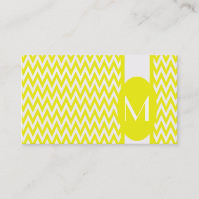 Lemon Elegant Chevron Monograma tarjeta de visita (Anverso)