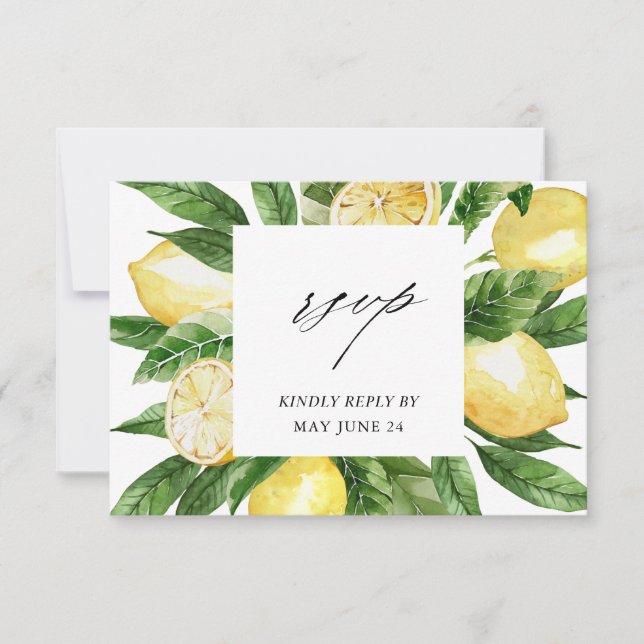 Lemon Floral w Meal RSVP Card (Anverso)