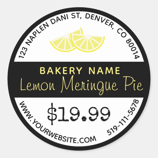 Lemon Meringue Pie Bakery Round Pegatina (Anverso)
