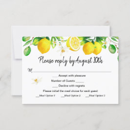 Lemon RSVP con tarjeta de opciones de comidas
