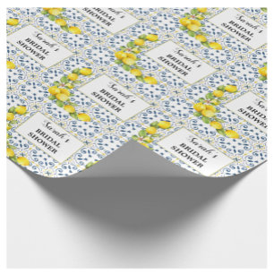 Lemon sobre azulejos azules Ducha de novia Papel d