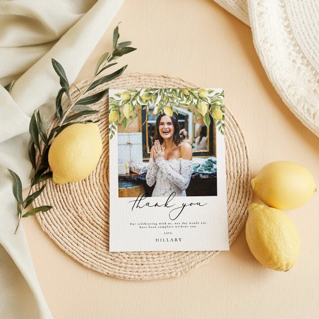 Lemon Sorrento Photo Bridal Shower Gracias tarjeta (Subido por el creador)