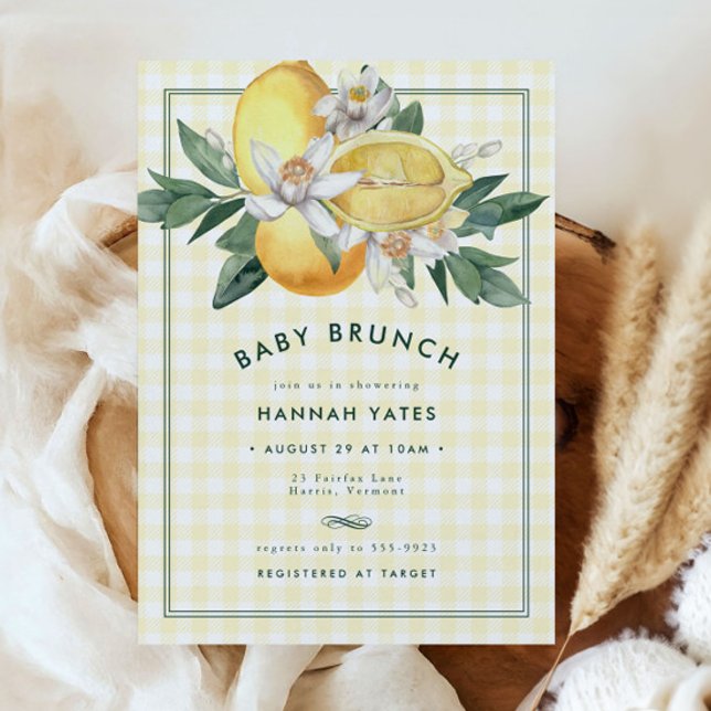 Lemon Sunny Gingham Baby Shower Brunch (Subido por el creador)