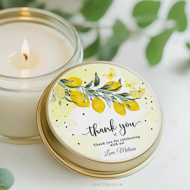 Lemon Watercolor pegatina de ducha de novia (Add a personalized touch to your bridal shower favors with these Lemon Watercolor Bridal Shower Stic)