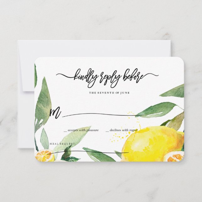 Lemon Watercolor RSVP (Anverso)