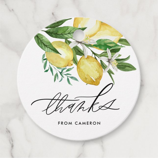 Lemon y Flores de Verano Etiqueta de Agradecimient (Anverso)