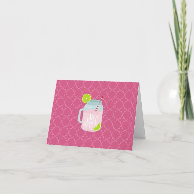 Lemonada rosa monogramada + Quatrefoil de Berry (Anverso)